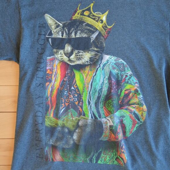 Gildan Notorious CAT Biggie Tribute Tee T-Shirt Size Large Gray - Picture 3 of 5